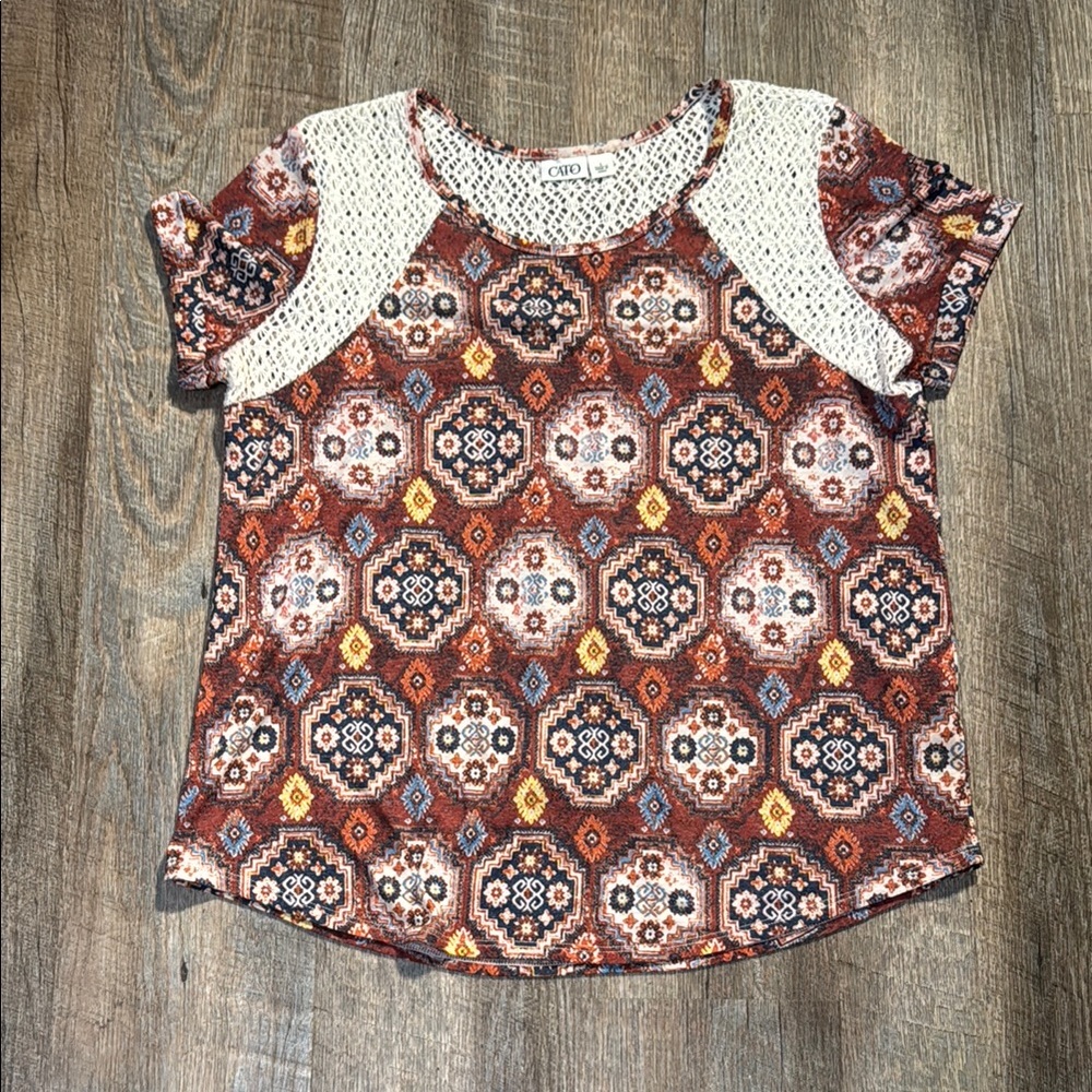 Cato Multicolor Patterned Blouse with Cream Accents